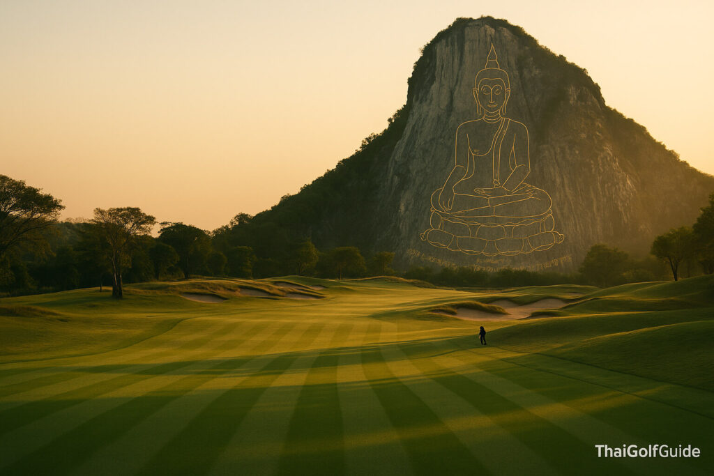 Chee Chan Golf Resort fairway beneath Khao Chee Chan Buddha.